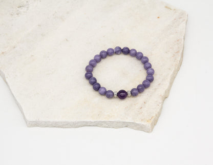 Lavender Jade & Amethyst Bracelet – 8mm