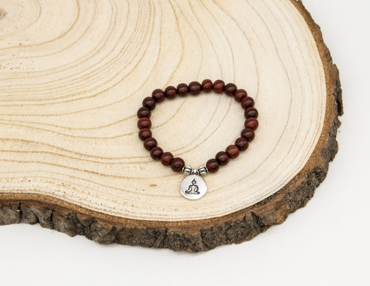 Rosewood Bracelet with Buddha Pendant – 8mm