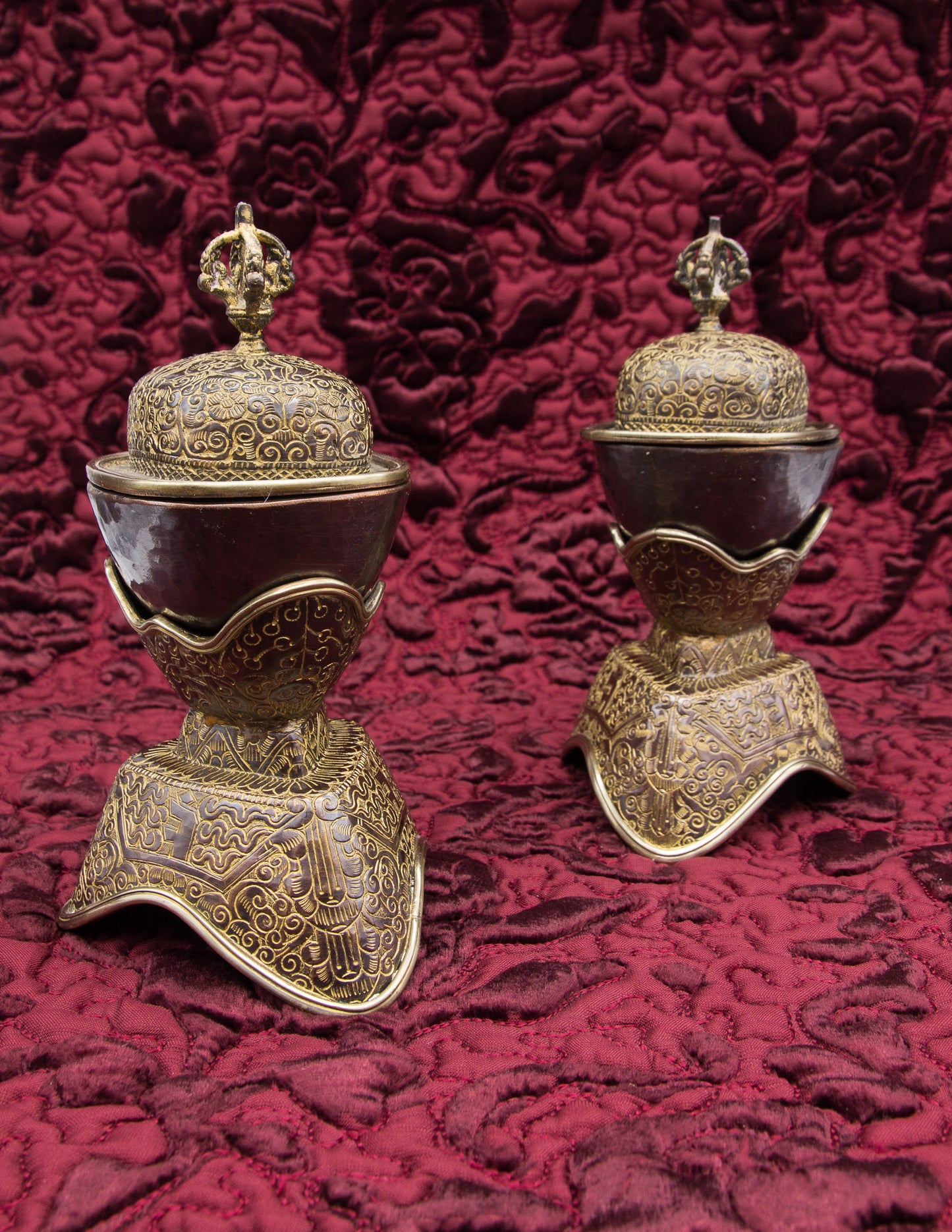 Pair of Ornamented Kapala – 17cm