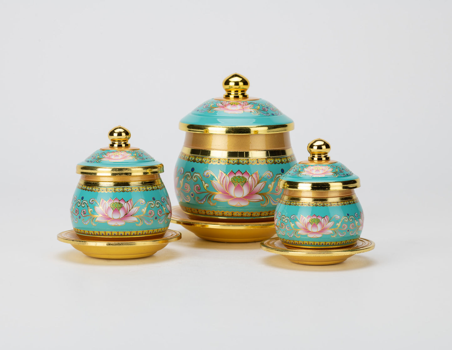Gold & Turquoise Lotus Jar