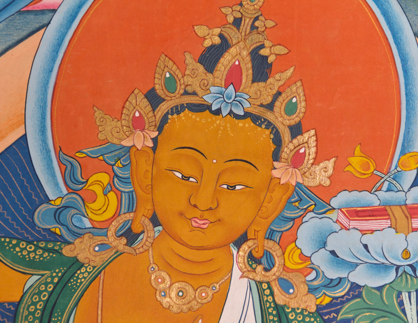 Manjushri Thangka VII with old brocade