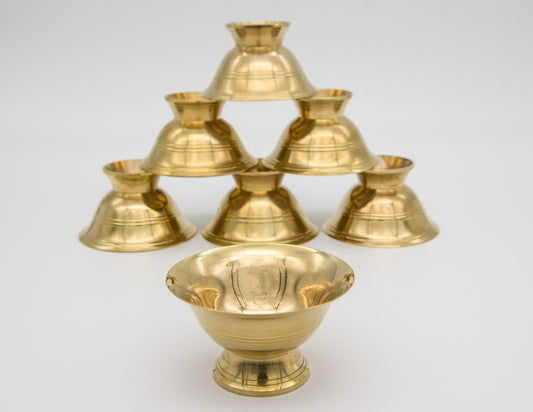 Footed Offering Bowl Set, Brass Plated – 7.0cm