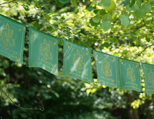 Banderas de Oración de Tara Verde, 20x20cm