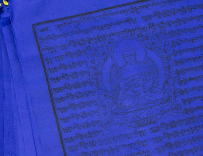 Grandes banderas de oración del Buda de la medicina, 33x33 cm, 8,5 m, azul