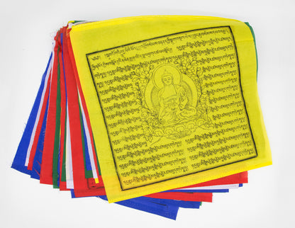Große Medizinbuddha-Gebetsfahnen, 33x33cm, 9,5m