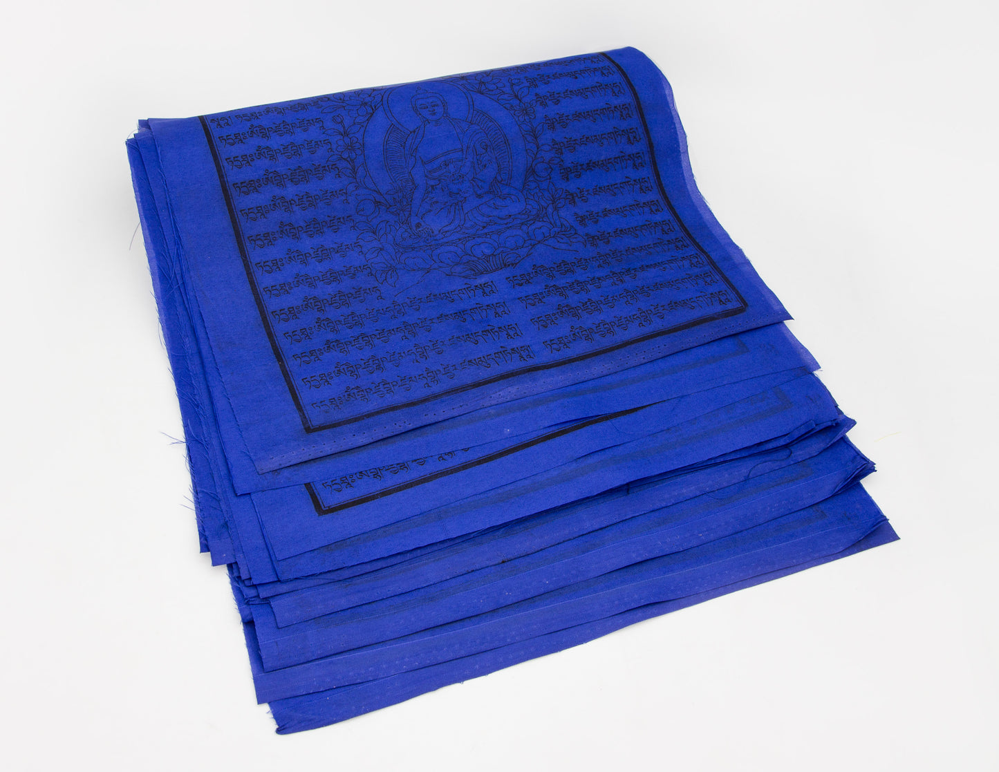 Large Medicine Buddha Prayer Flags, 33x33cm, 8.5m, Blue