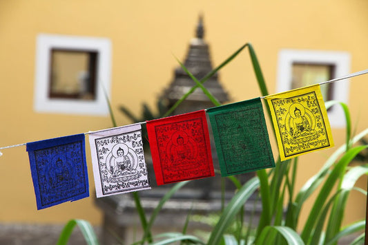 Mini banderas de oración del Buda de la Medicina, 7x9cm