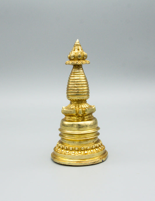 Estupa Kadam, chapada en oro – 13 cm