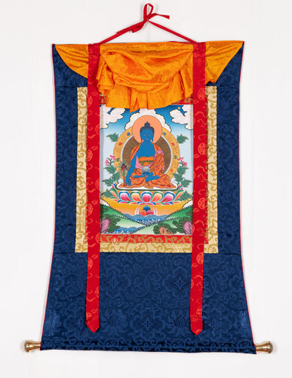 Bouddha de médecine thangkha VIII